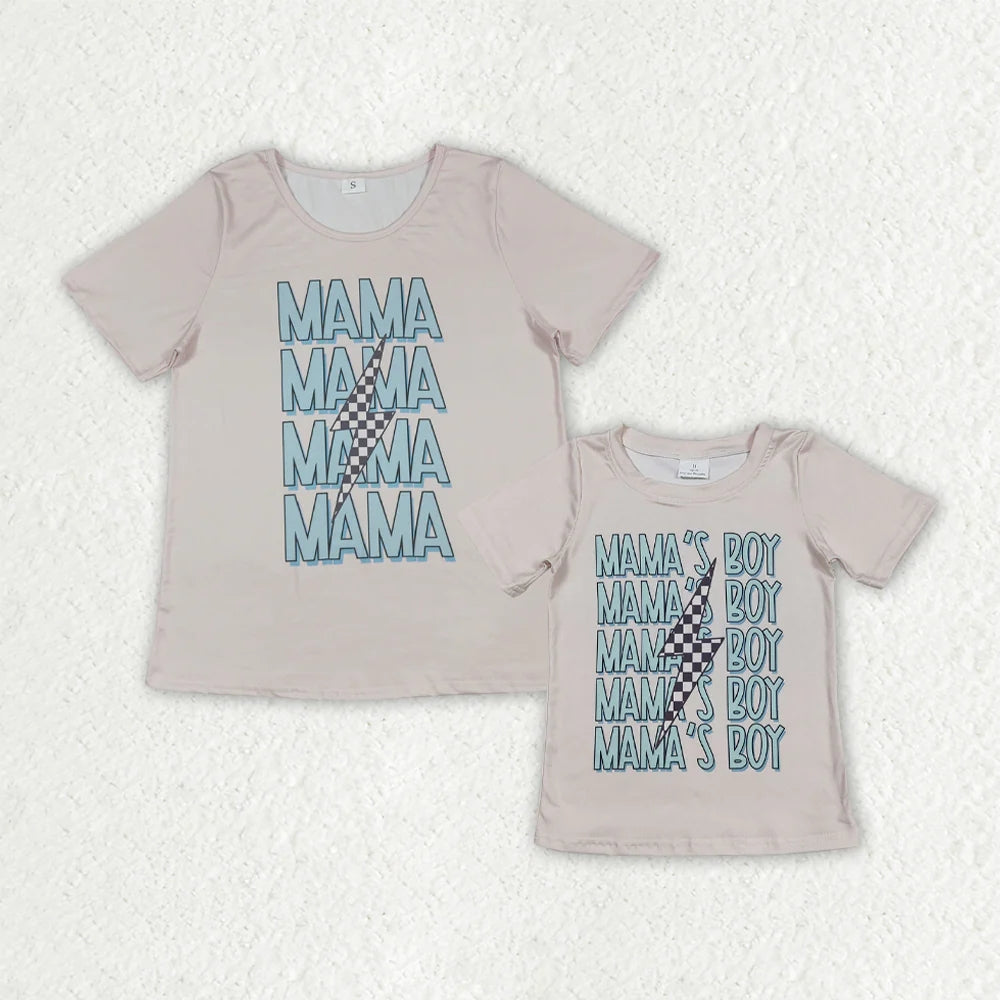 Family Mommy&Me Baby Boys MAMA'S BOY Lightning Tee Shirts Tops 7.8