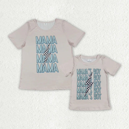 Family Mommy&Me Baby Boys MAMA'S BOY Lightning Tee Shirts Tops 7.8