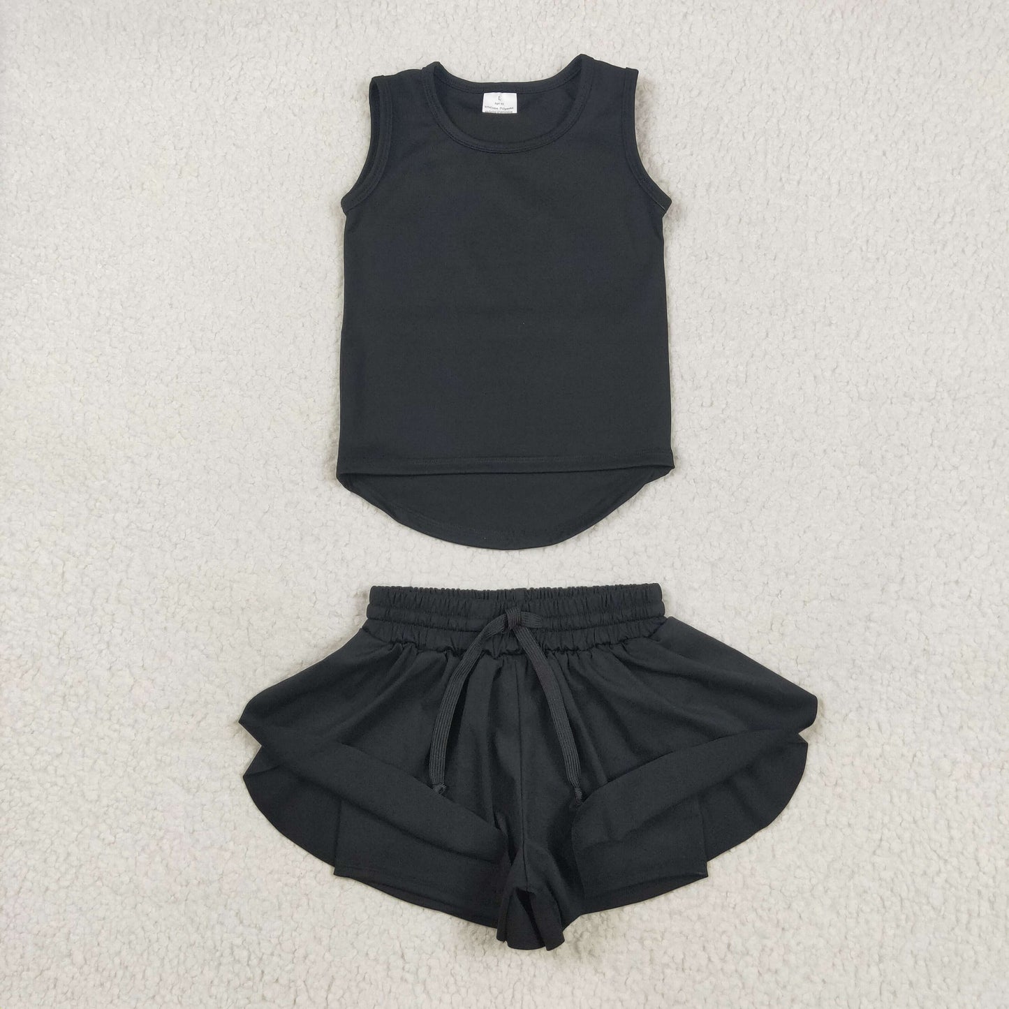 GT0987+SS0551 Baby Girls Black Sleeveless Top Skorts Set 5.19