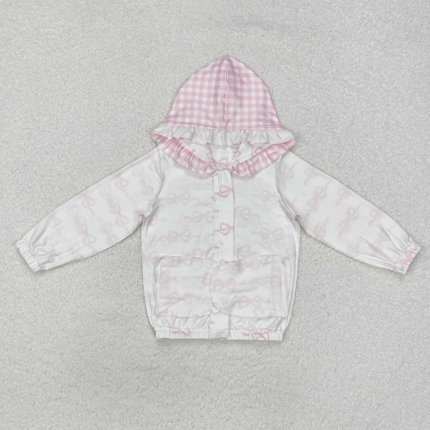 GT0873 Baby Girls Pink Bows Hooded Top Zip Tops