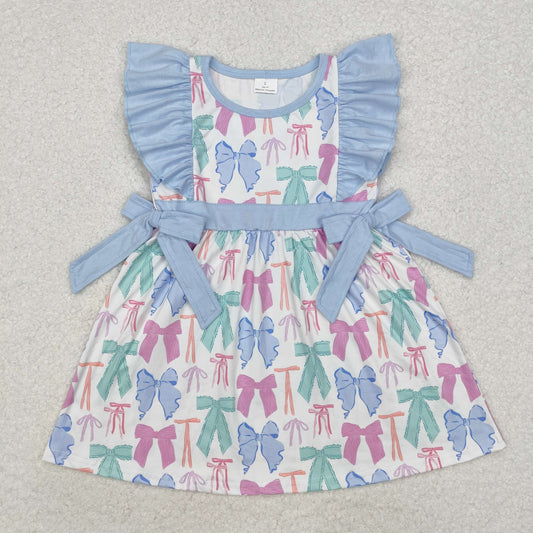 GSD1449 Baby Girls Colorful Bows Spring Knee Length Dress