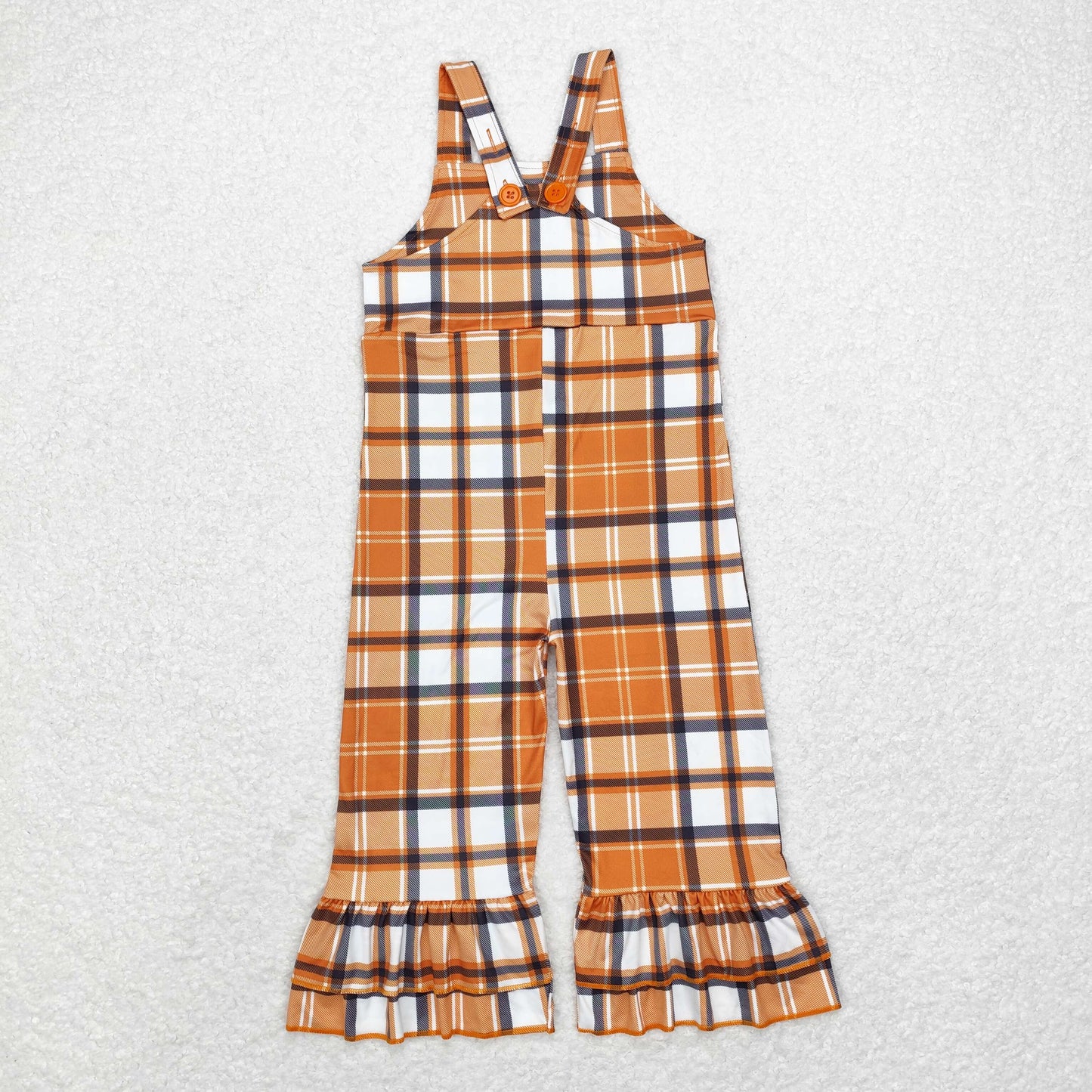 SR1953 Orange checked suspenders jumpsuit