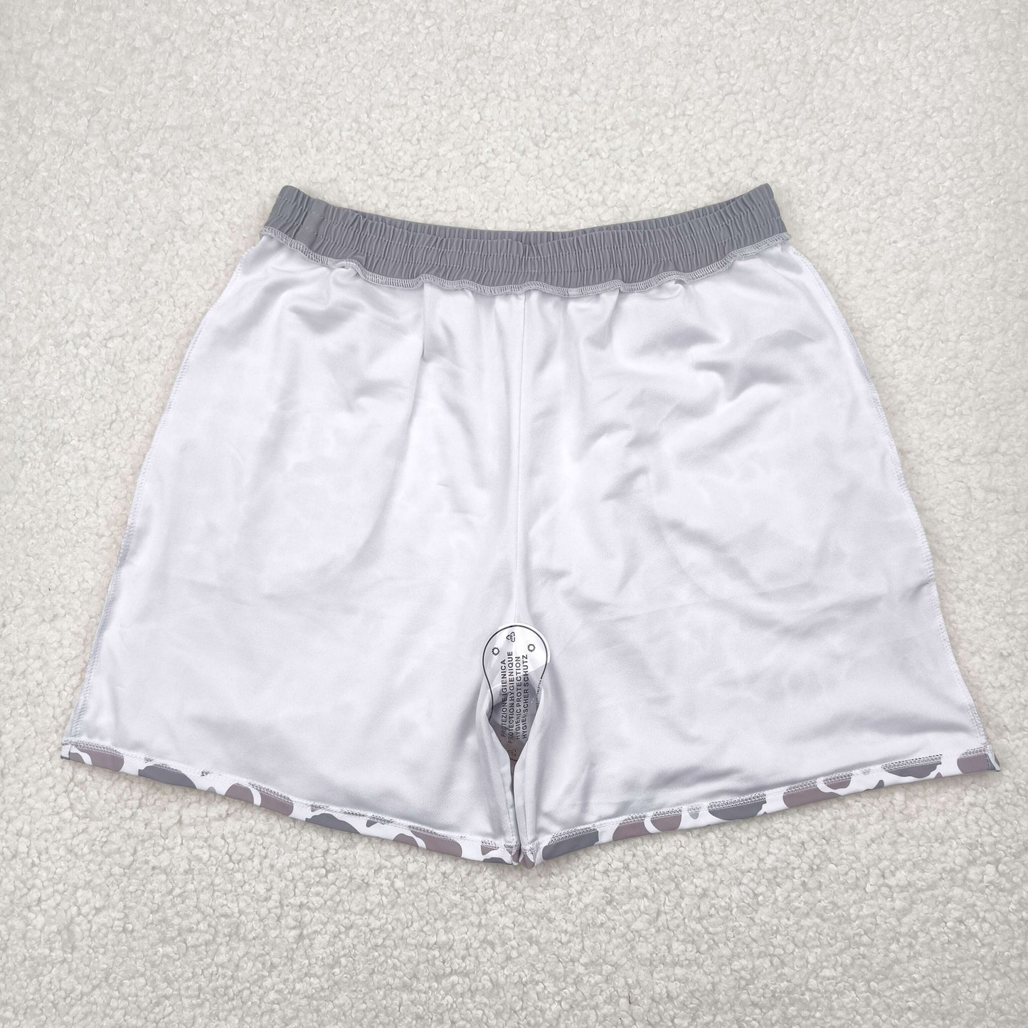 S0403 Adult Man Grey Camo Bottom Trunk Drawstrings Shorts Swimwear 5.5