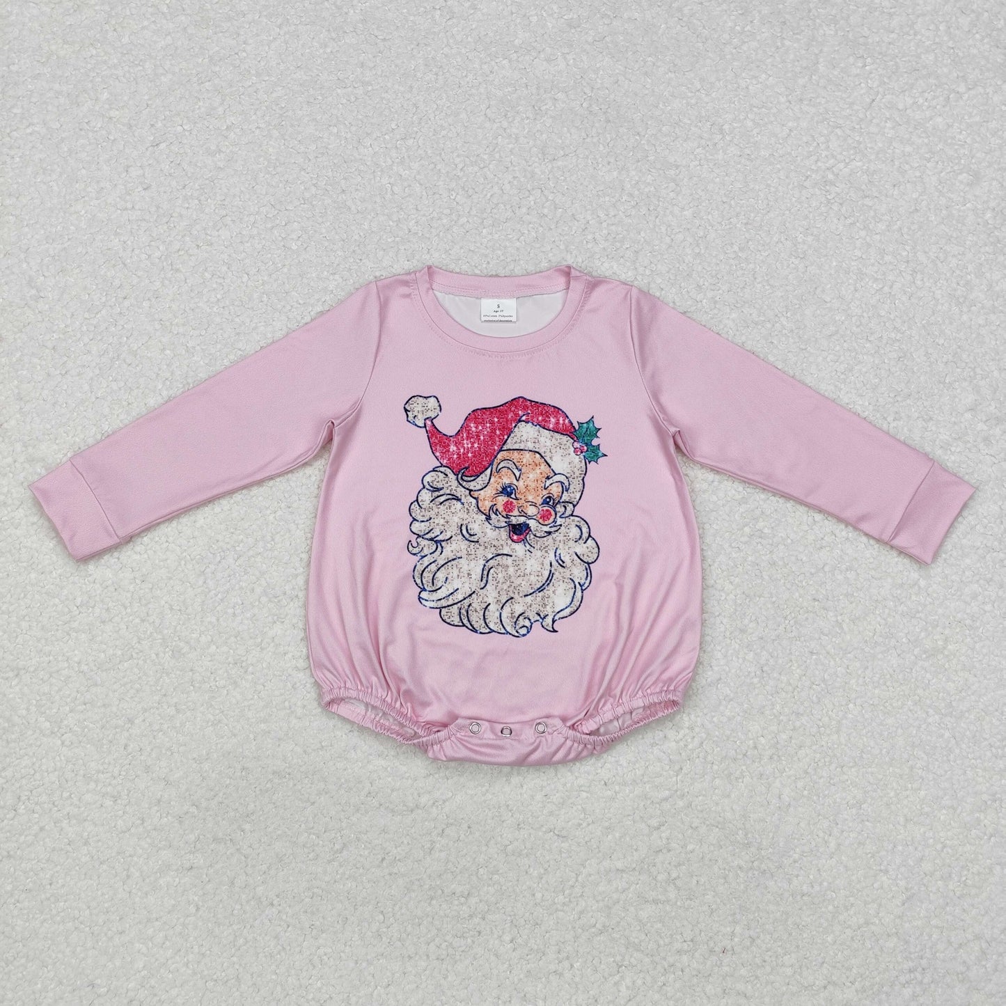 LR1819 Baby Infant Girls Pink Christmas Santa Romper