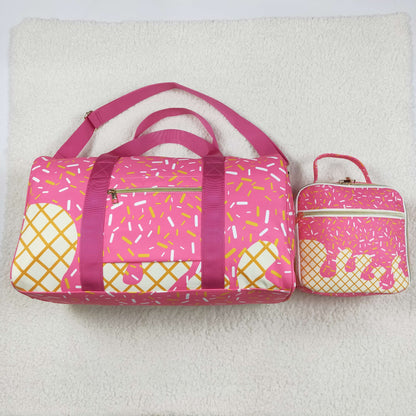 Sibling Pink Ice Cream Drip Zipper Gym Bags Lunch Box 5.24