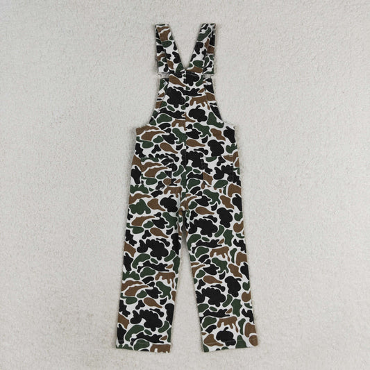 P0535 Brown and green camo back strap denim pants