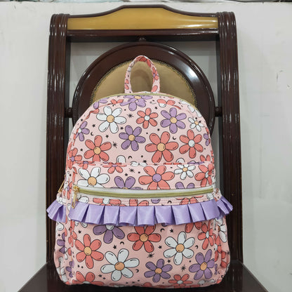 BA0240 Baby Kids Girls Pink Flowers Backpack Zip Back Bag 4.26