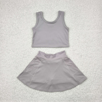 GSD1983 Baby Girls Grey Vest Top Sports Skorts Clothes Set 4.22