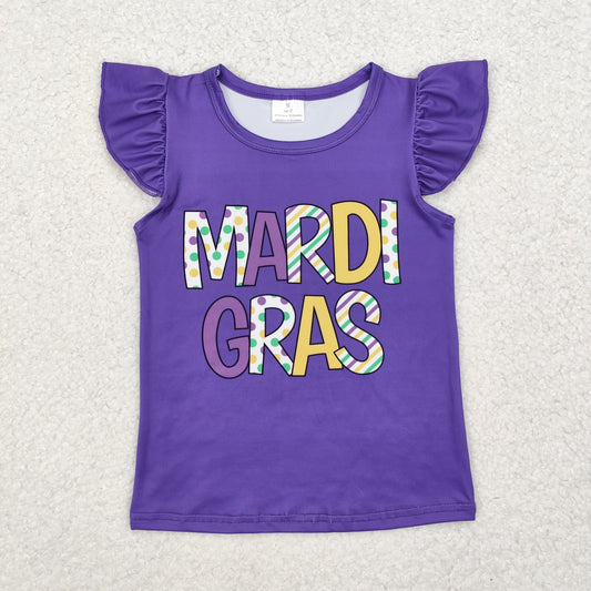 GT0814 Baby Girls Mardi Gras Purple Tee Shirts Tops