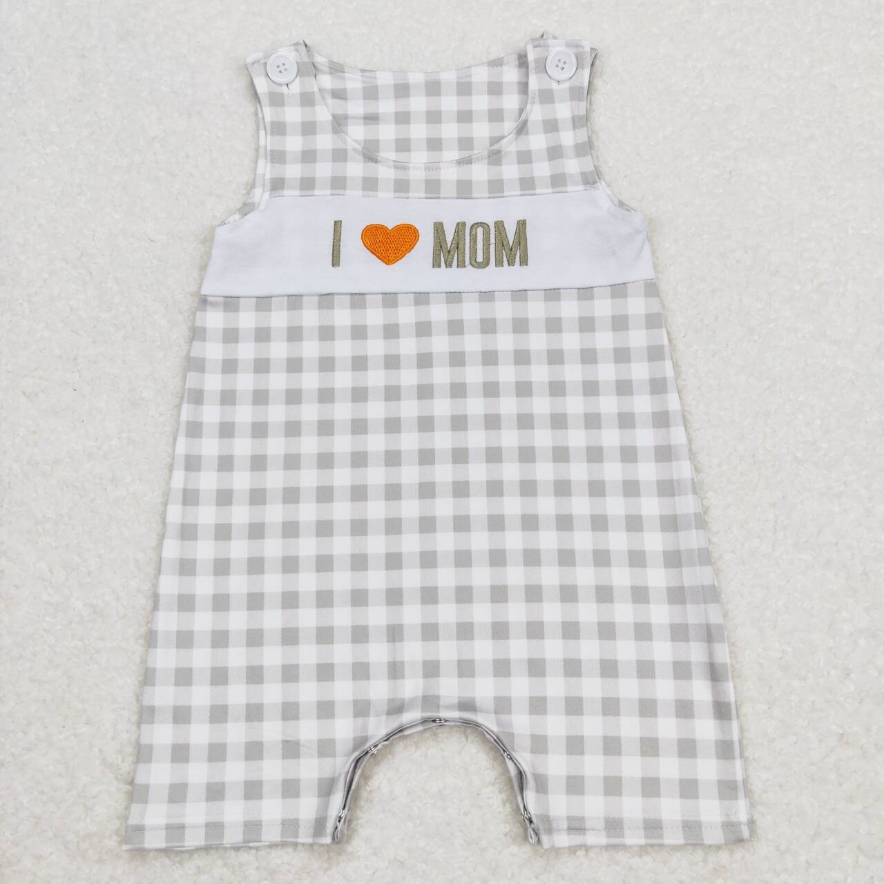 SR1132 Embroidered green plaid sleeveless onesie