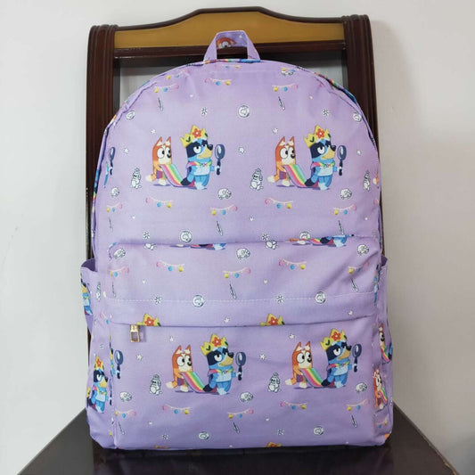 BA0058 Cartoon dog purple backpack