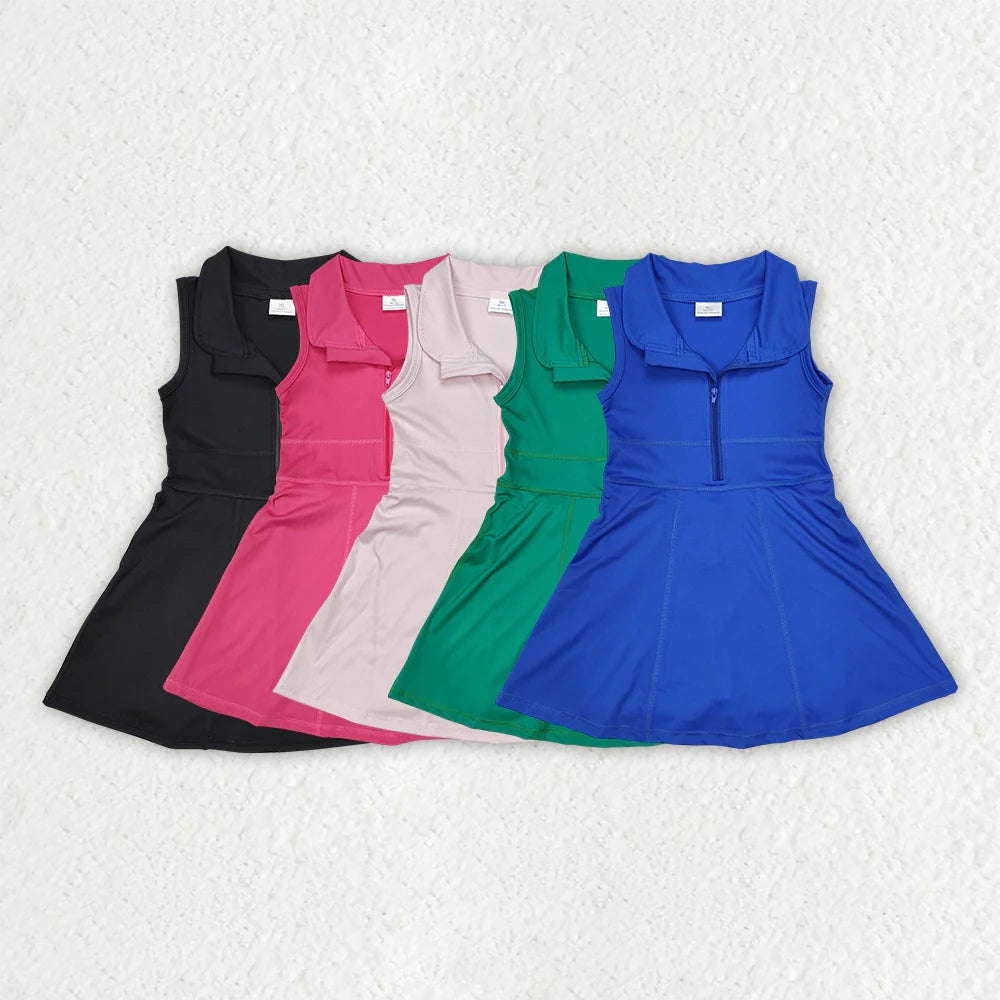 Sibling 5 Colors Baby Girls Athletic Zip Active Wear Knee Length Dresses 4.16