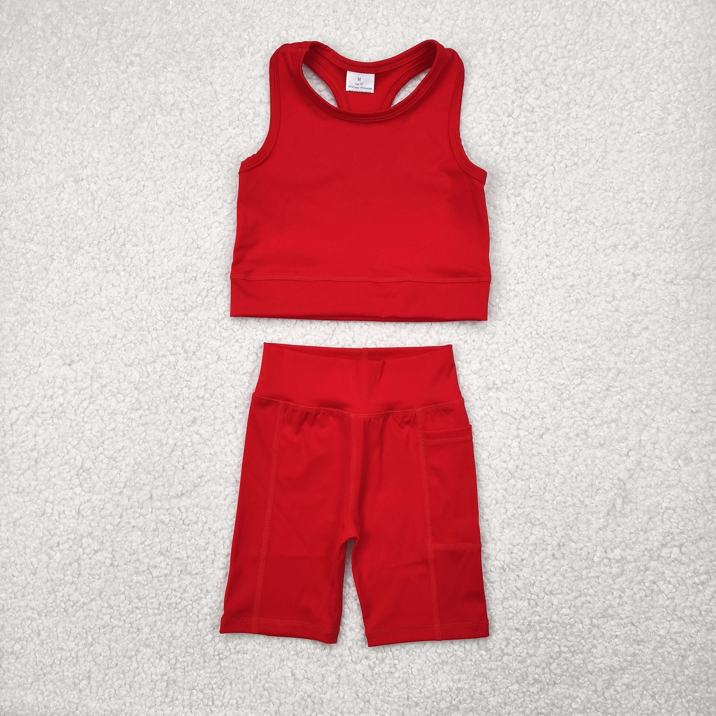 GSSO1519 Baby Girls Red Athletic Active Wear Top Shorts Clothes Set 4.28