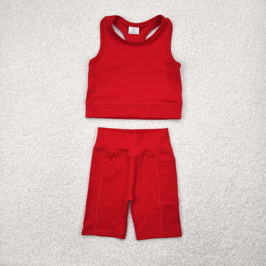 GSSO1519 Baby Girls Red Athletic Active Wear Top Shorts Clothes Set 4.28