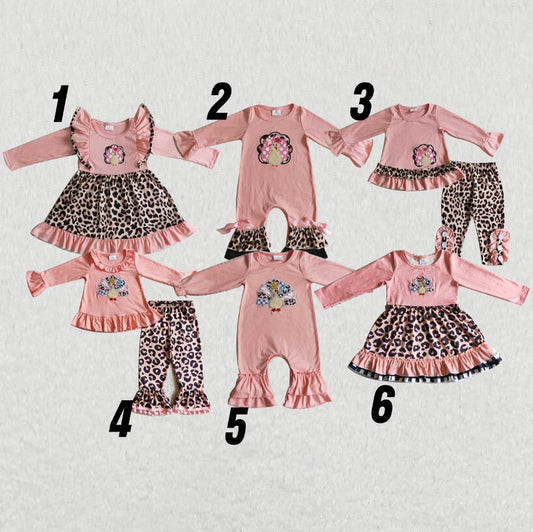 Baby Girls Thanksgiving Turkey Sibling Rompers Dresses Clothes Sets