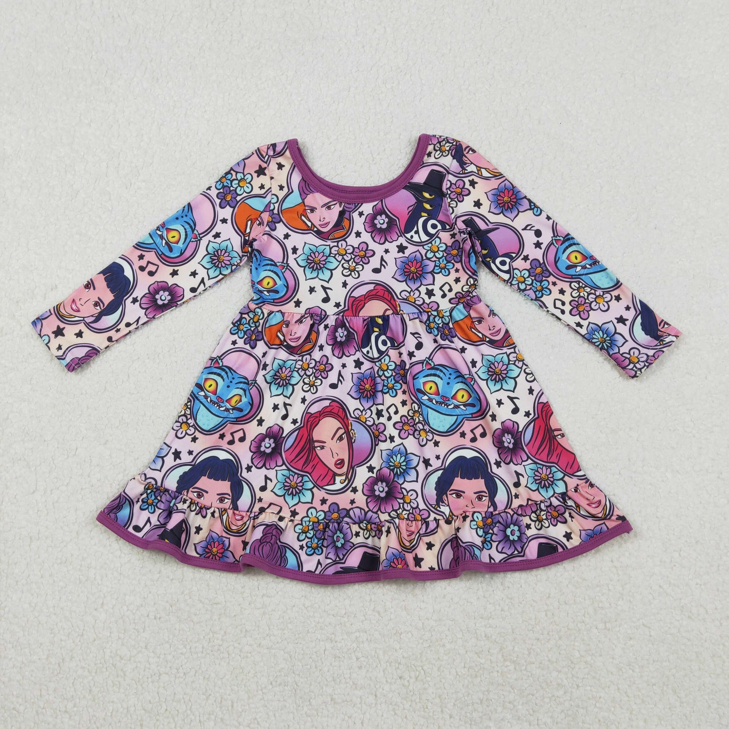 GLD1351 Baby Girls Cartoon Princesses Flowers Ruffle Knee Length Dress C10.30