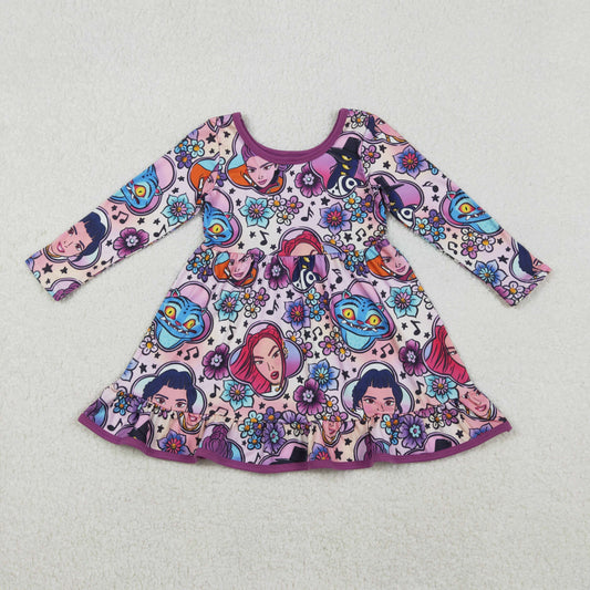 GLD1351 Baby Girls Cartoon Princesses Flowers Ruffle Knee Length Dress C10.30