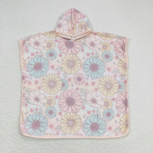 S0327 Floral colored hooded bathrobe