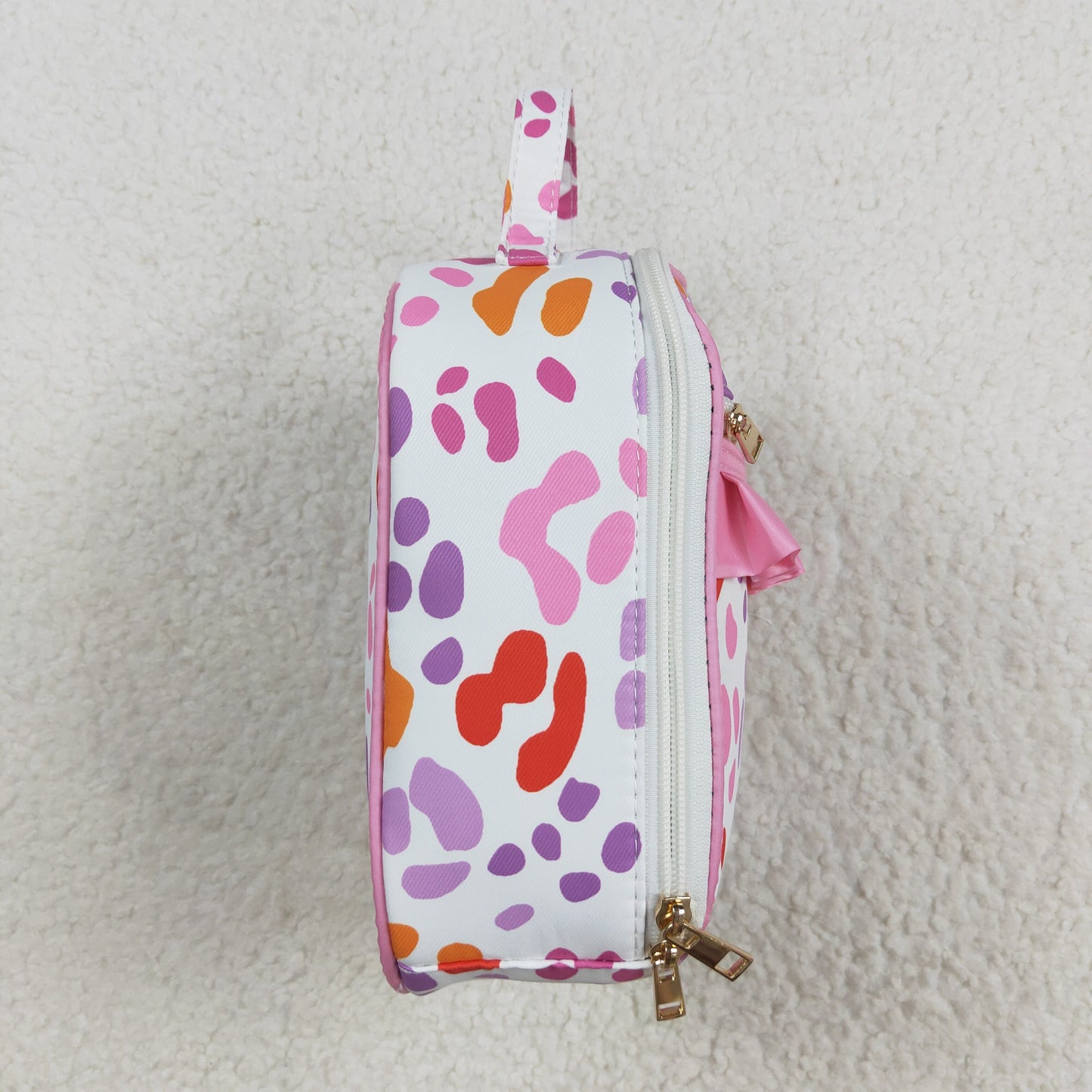 BA0309 Baby Girls Pink Leopard Ruffle School Bags Lunch Boxes 8.4