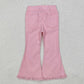 P0463 Baby Girls Western Pink Fringe Denim Pants