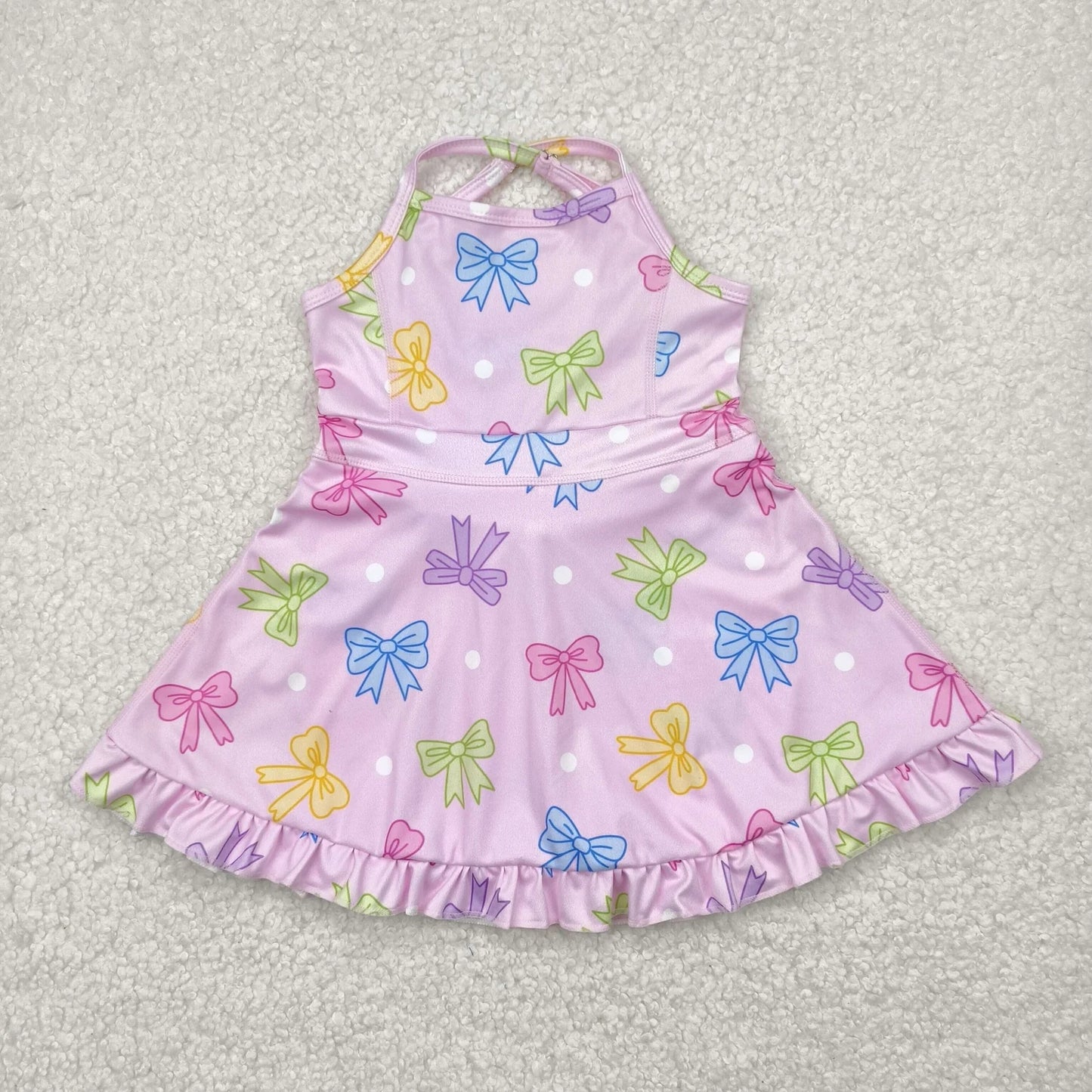 Sibling Baby Girls Strap Bows Floral Camo Print Yoga Activity Wear Ruffle Knee Length Dresses 4.26