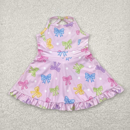 Sibling Baby Girls Strap Bows Floral Camo Print Yoga Activity Wear Ruffle Knee Length Dresses 4.26