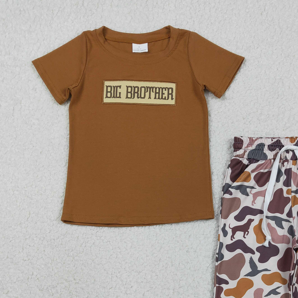 RTS BSPO0665 Embroidery Big Brother Baby Boys Top Ducks Dogs Camo Pants Hunting Clothes Sets