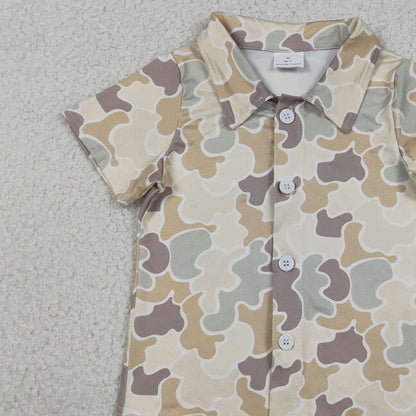 RTS BT1566 Baby Boys Top Baby Boys Southern Khaki Camo Button Shirts Top