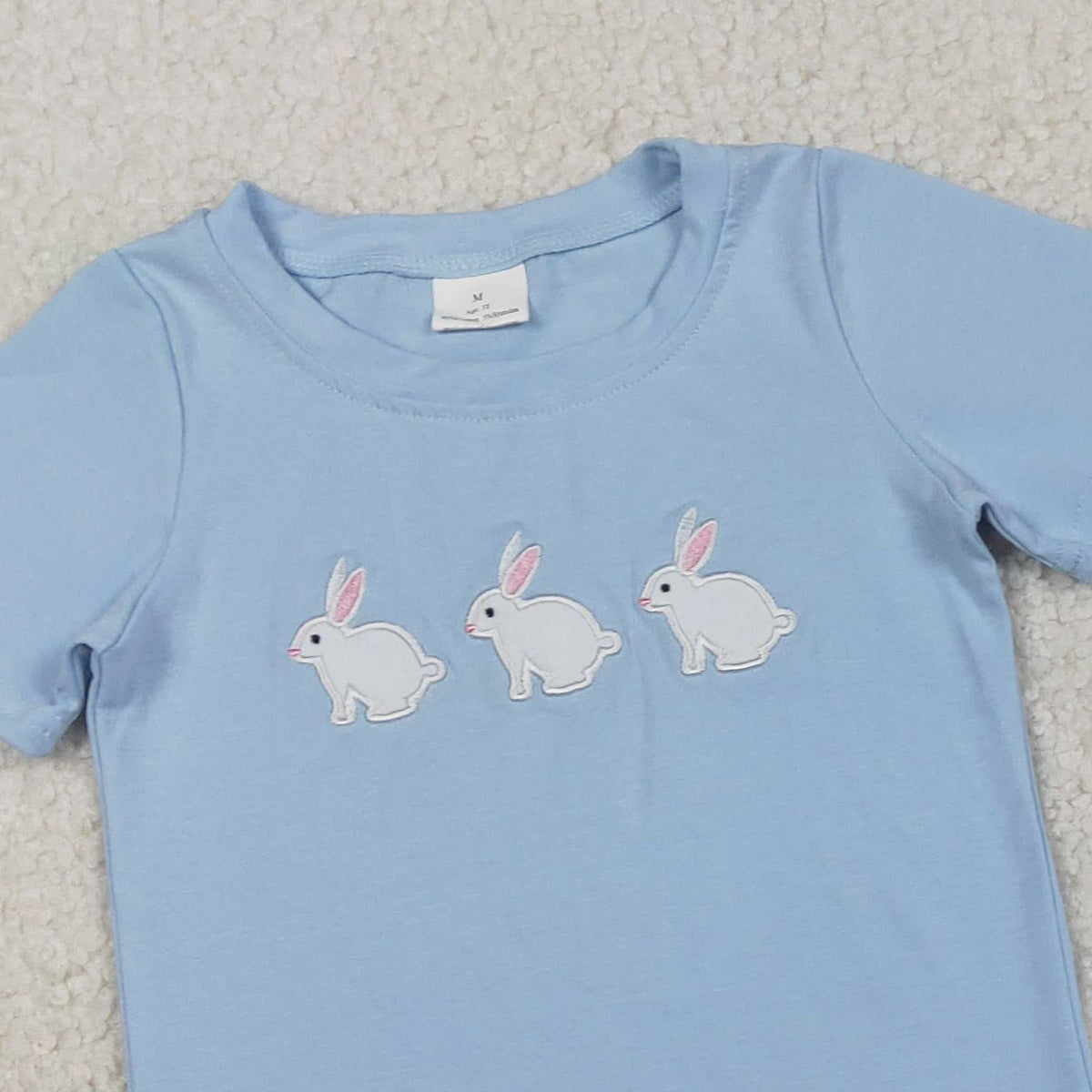 RTS BSSO1560 Embroidery Rabbits Baby Boys Top Stripe Pockets Shorts Easter Clothes Sets