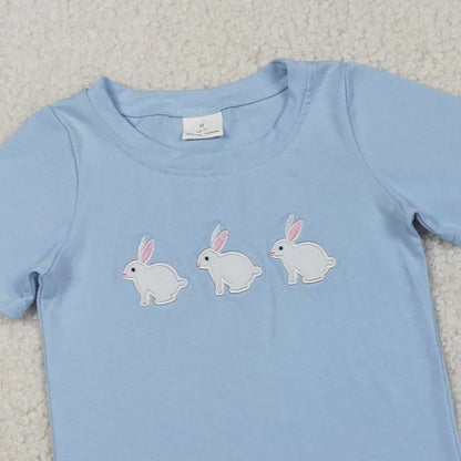 RTS BSSO1560 Embroidery Rabbits Baby Boys Top Stripe Pockets Shorts Easter Clothes Sets