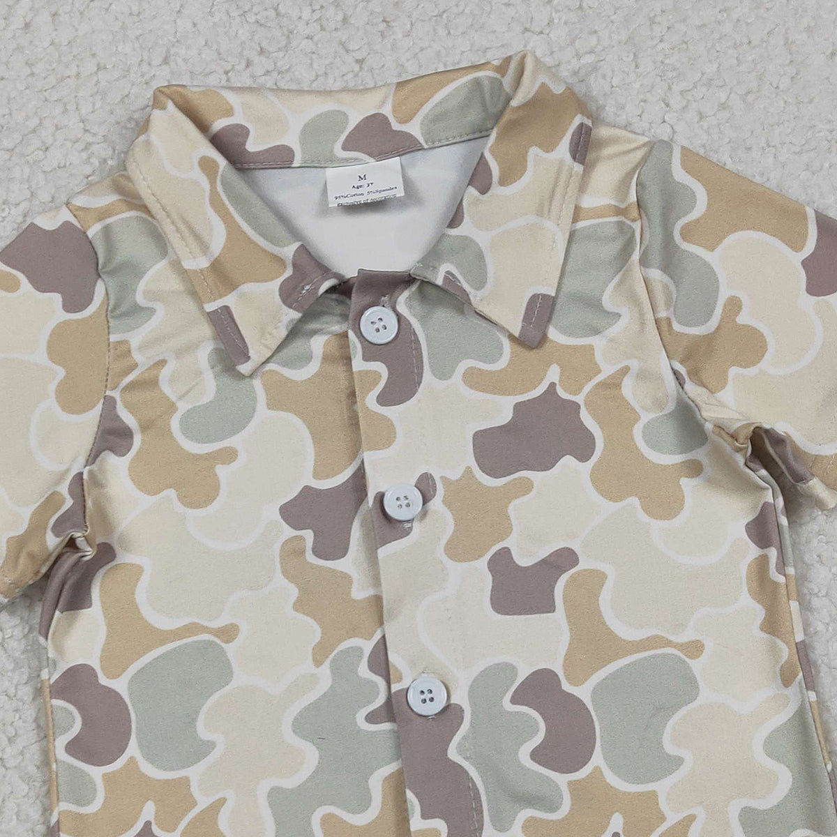 RTS BT1566 Baby Boys Top Baby Boys Southern Khaki Camo Button Shirts Top