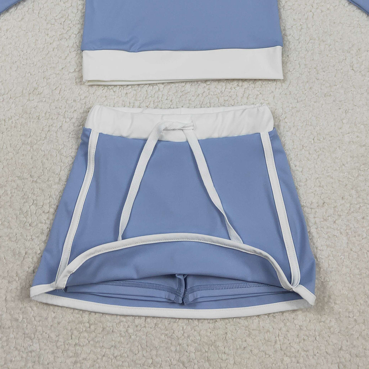 RTS GLD1483 Baby Girls Blue Long Sleeve Top Skirts Shorts Yoga Active Clothes Sets