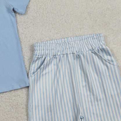 RTS BSSO1560 Embroidery Rabbits Baby Boys Top Stripe Pockets Shorts Easter Clothes Sets