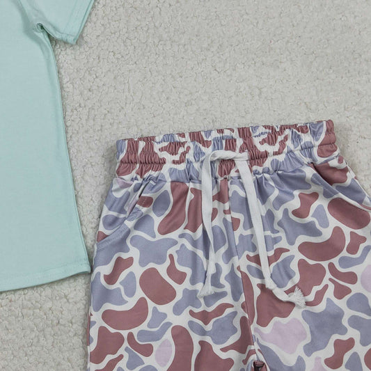 RTS BSSO1710 Embroidery Just Like My Daddy Baby Boys Top Camo Pockets Shorts Clothes Sets