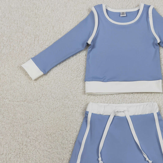 RTS GLD1483 Baby Girls Blue Long Sleeve Top Skirts Shorts Yoga Active Clothes Sets