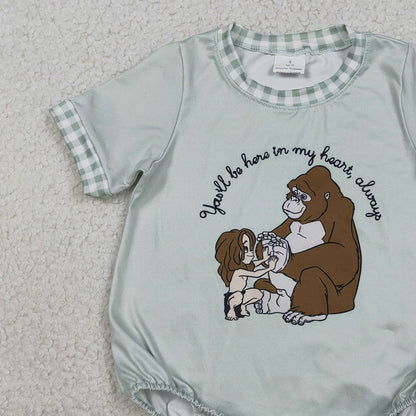 RTS SR3588 Baby Boys Short Sleeve Cartoon Monkey Rompers