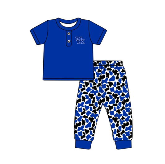 C11.26 Custom Moq 8 Baby Boys Hot Blue UK Button Top Camo Pants Team Clothes Sets