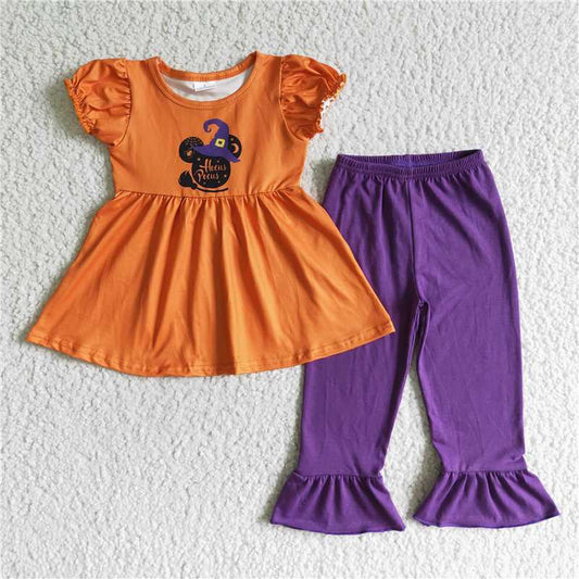 GSPO0117 Baby girls Halloween witch ruffle pants clothes