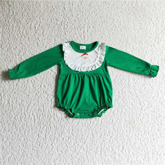 LR0173 Baby girls green santa Christmas romper