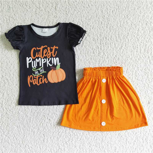 GSD0106 Girls Cutest Pumpkin Orange Skirt Outfits