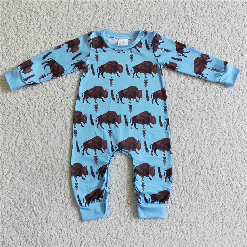 Sibling Baby Girls Boys Long Sleeve Western Cow Rompers