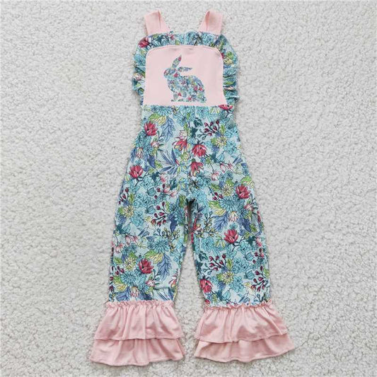 RTS SR0164 Baby Girls Easter Rabbit Ruffle Jumpsuits Rompers Spring Festive Outfit for Infants