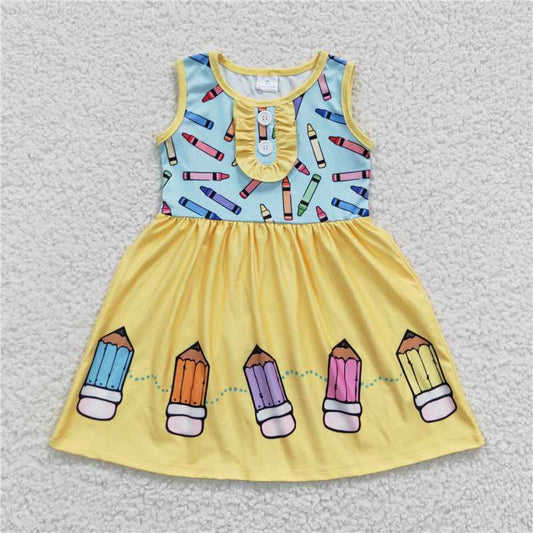 RTS GSD0383 Baby Girls Sleeveless Pencil Dress Knee Length Back to School Dress for Little Girls