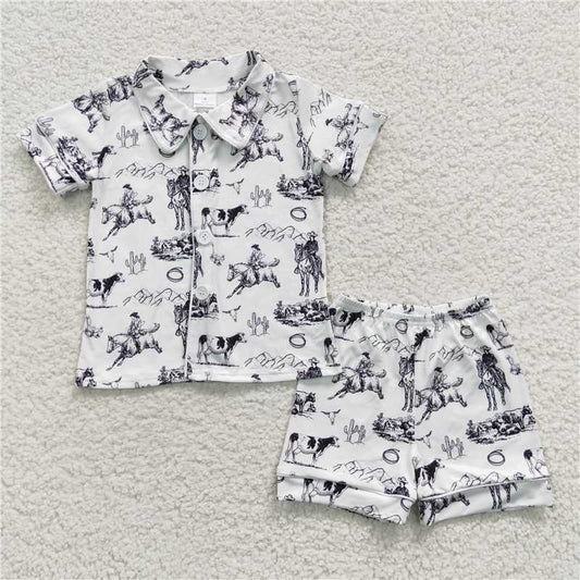 RTS BSSO0275 Baby Girls Western Farms Shorts Pajamas