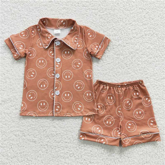 RTS BSSO0274 Baby Girls Western Brown Face Shorts Pajamas