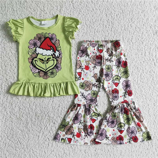 GSPO0179 Christmas Girl Floral Green Character Outfit