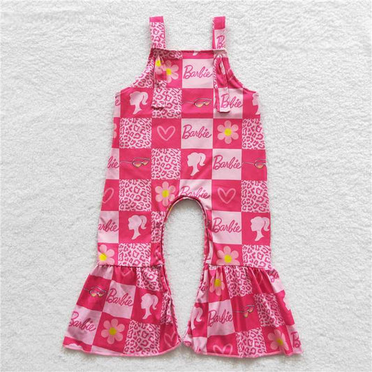 RTS SR0382 Baby Girls Pink Doll Jumpsuit with Straps Floral Print Baby Girl's Outfit