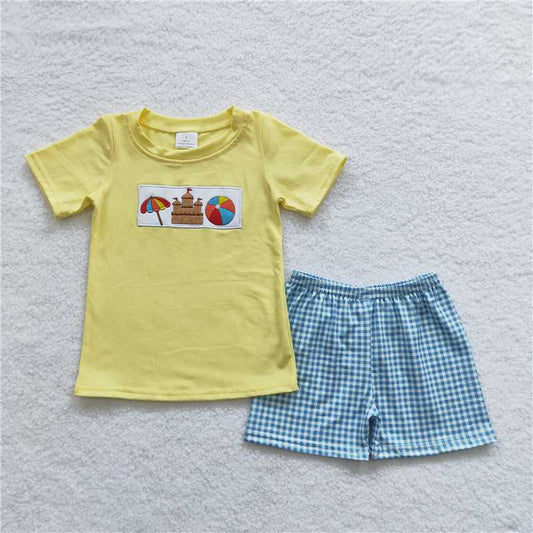 RTS BSSO0248 Baby Boys Summer Sets Baby Boys Umbrella Beach Summer Blue Shorts Sets