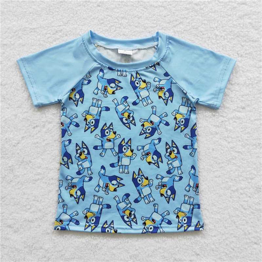 Sibling Baby Boys Hooded Blue Dogs Shirts Hooded Clothes Sets