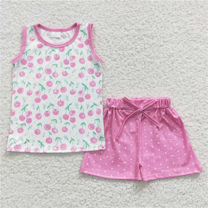 Baby Girls Sleeveless Shirt Summer Shorts Pajamas Clothes Sets